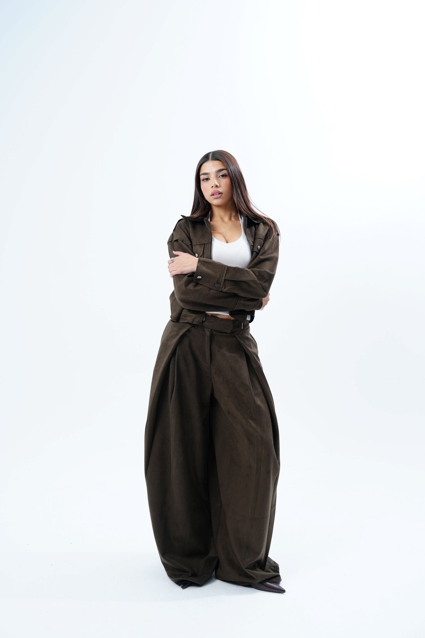 Draped Suede Pants