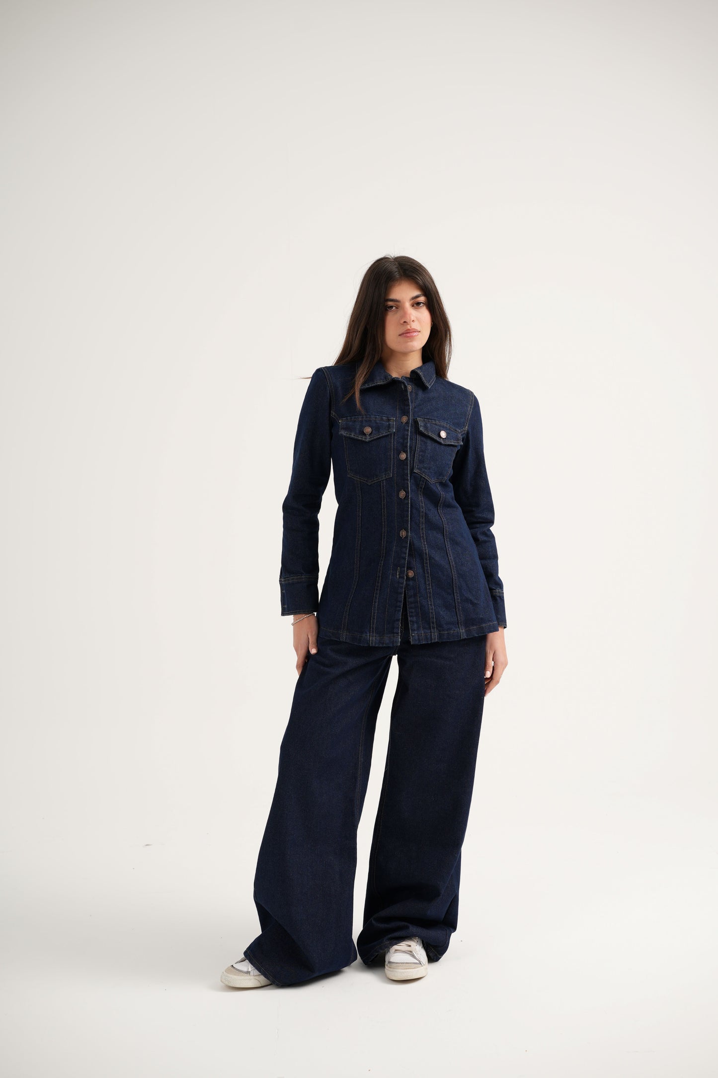 Wide Leg Denim Trousers