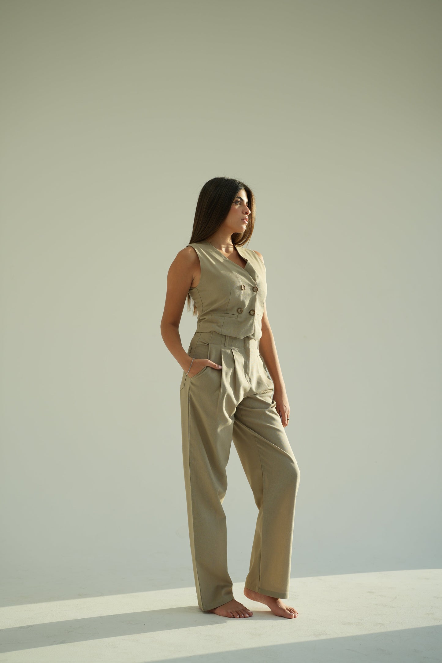 Straight Leg Linen Trousers