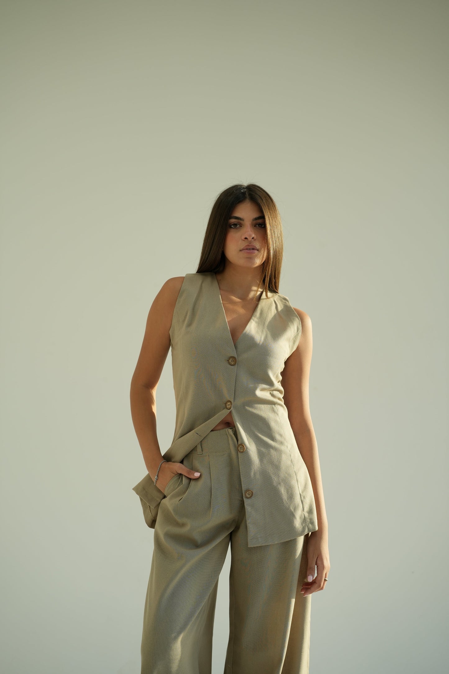Long Linen Vest