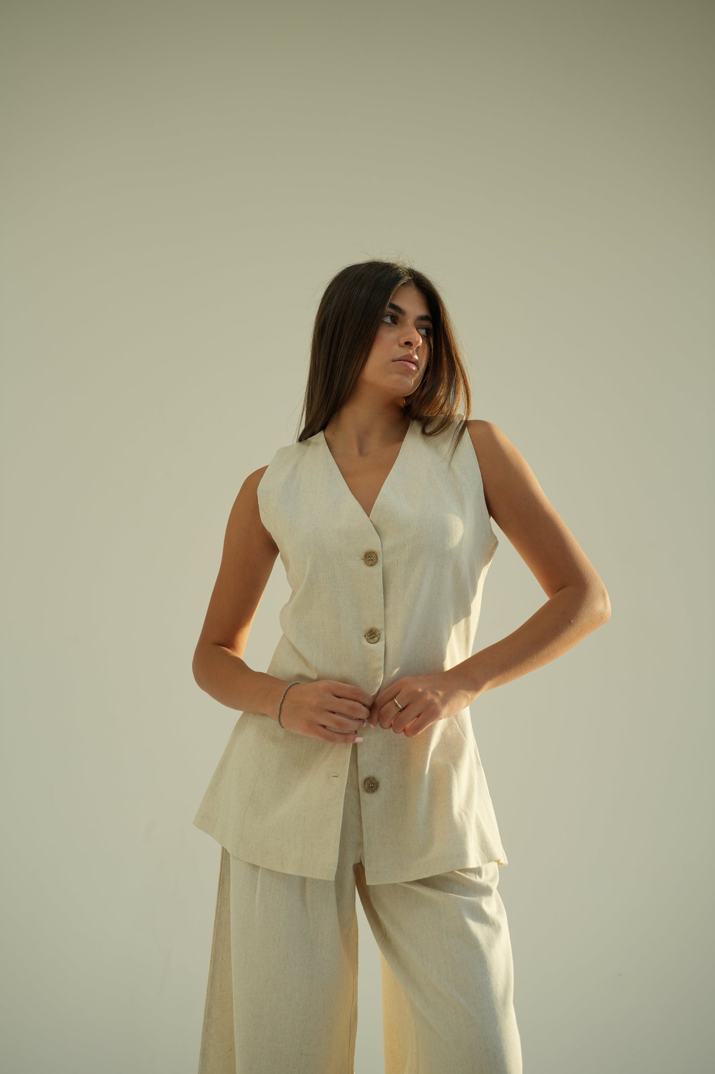 Long Linen Vest