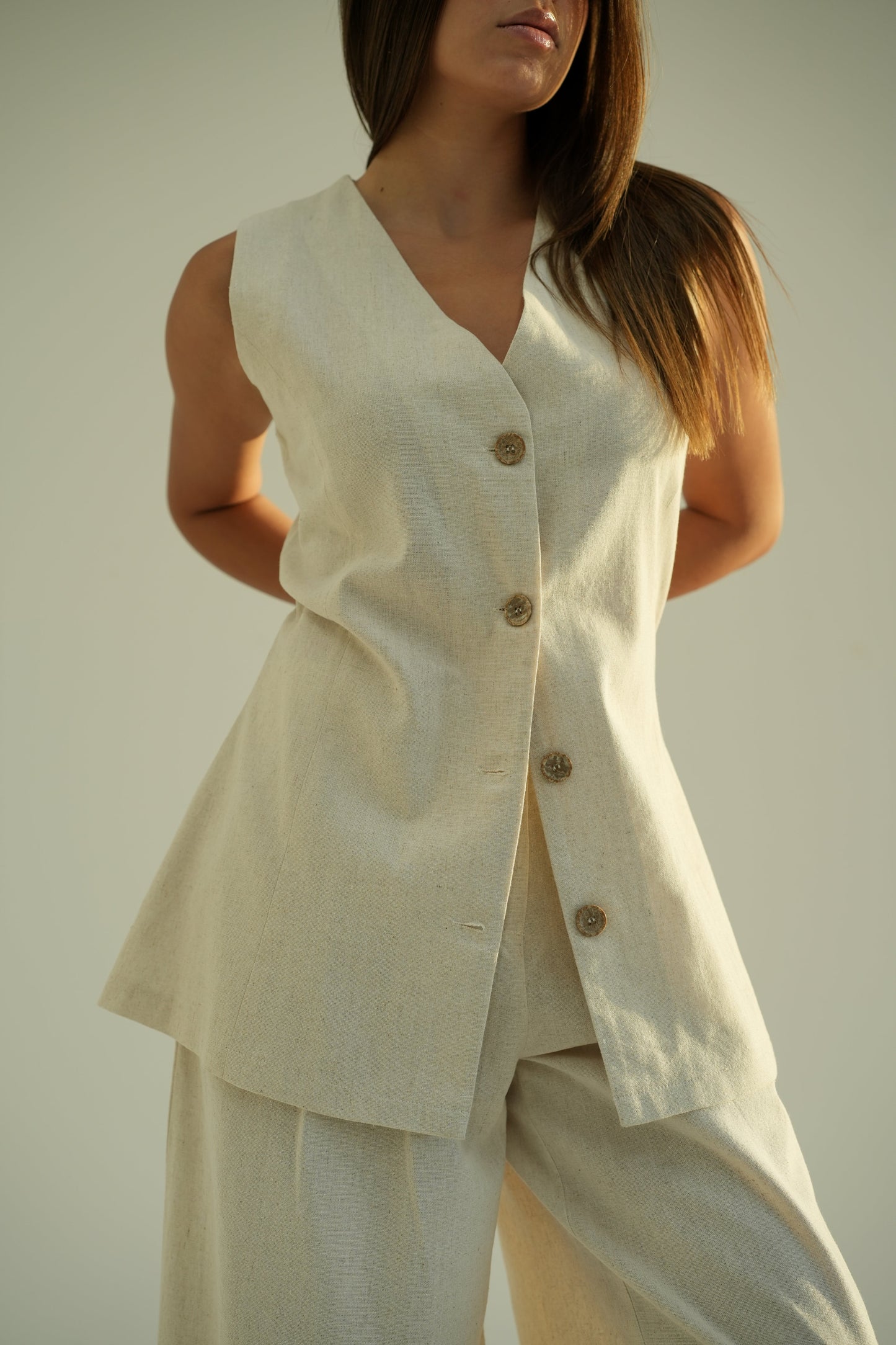 Long Linen Vest