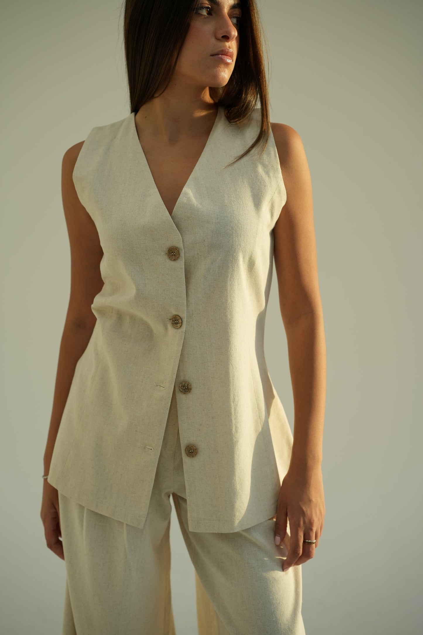 Long Linen Vest