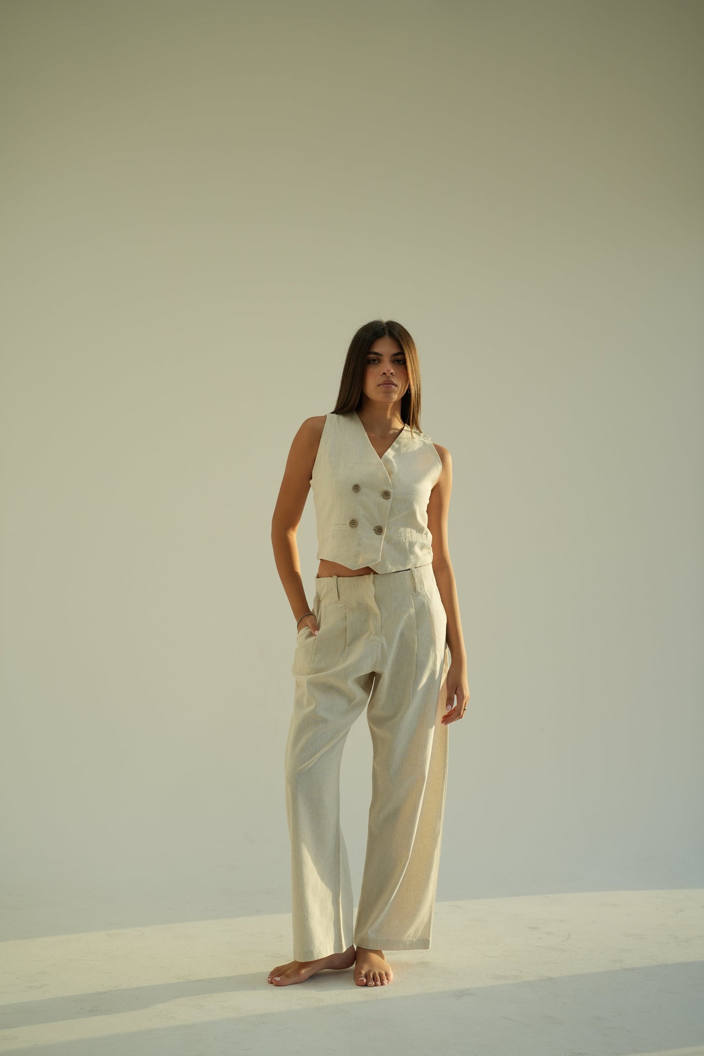 Straight Leg Linen Trousers