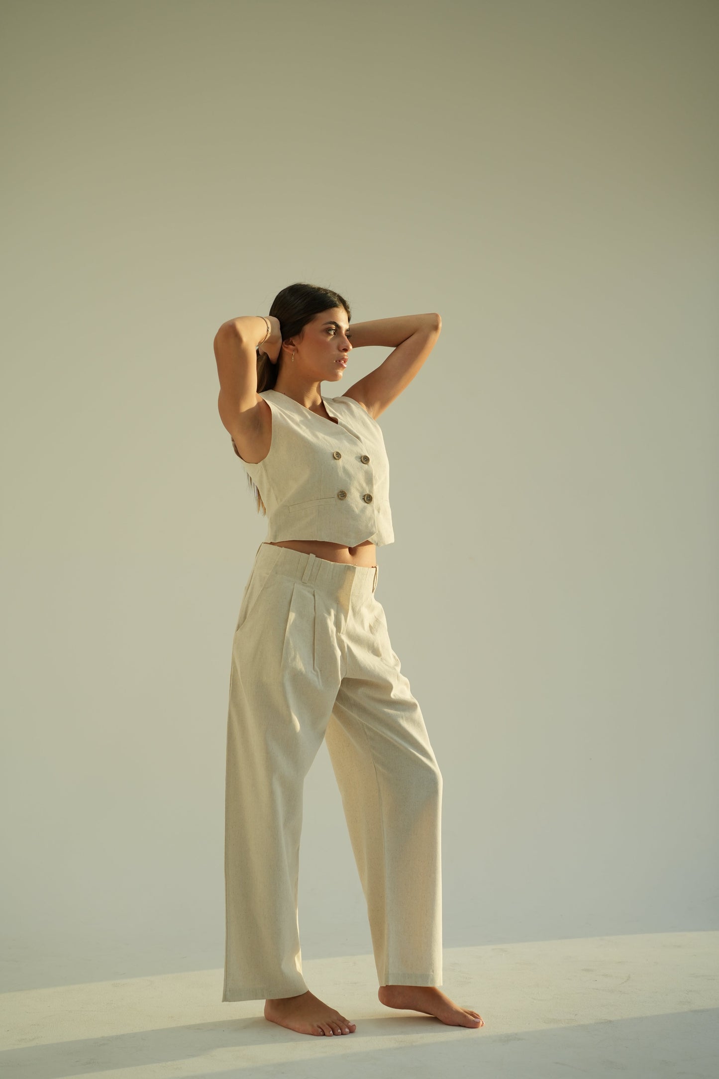 Straight Leg Linen Trousers