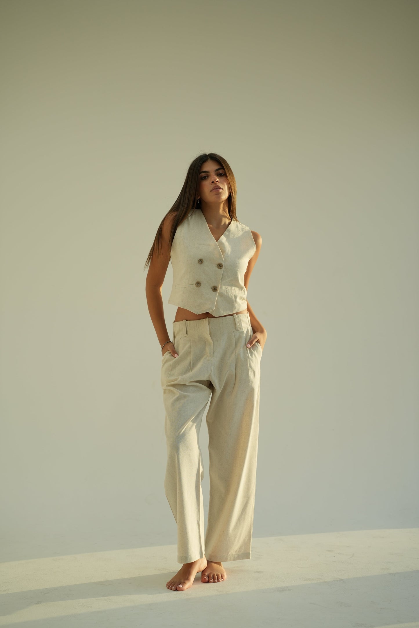 Straight Leg Linen Trousers