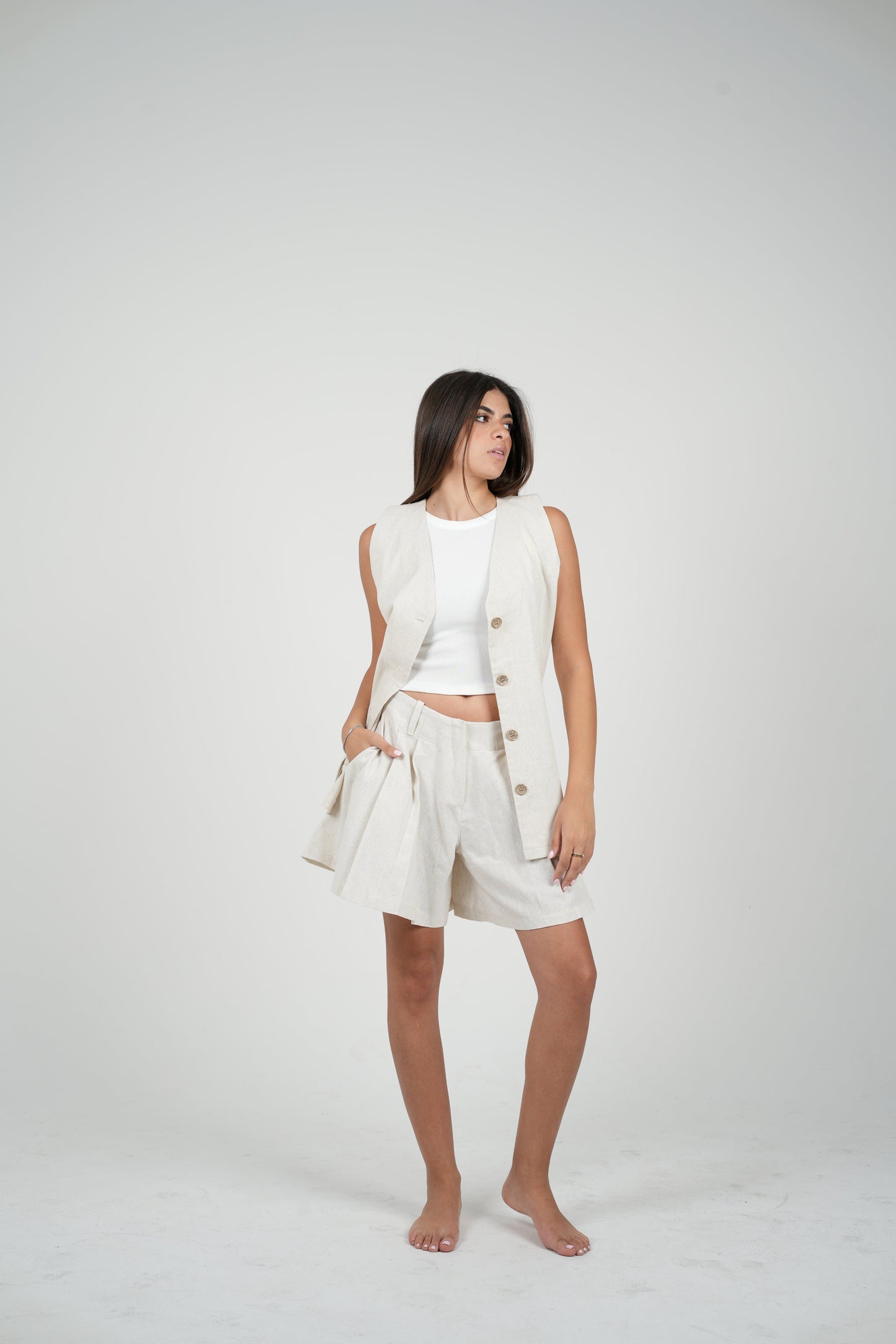 Long Linen Vest