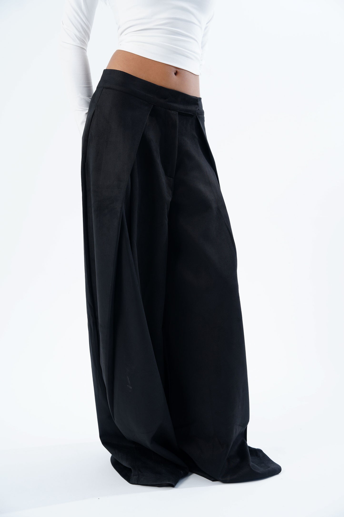 Draped Suede Pants
