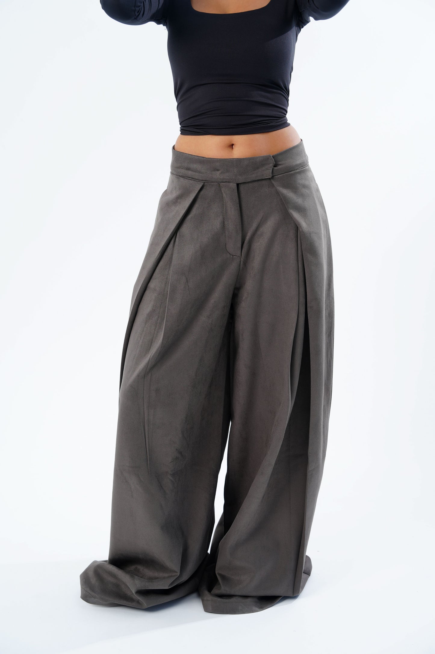 Draped Suede Pants