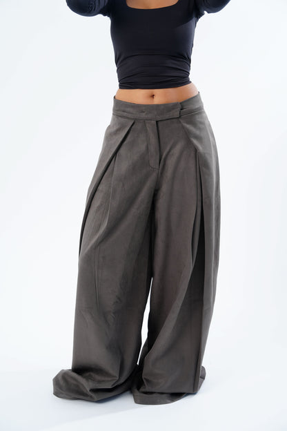 Draped Suede Pants