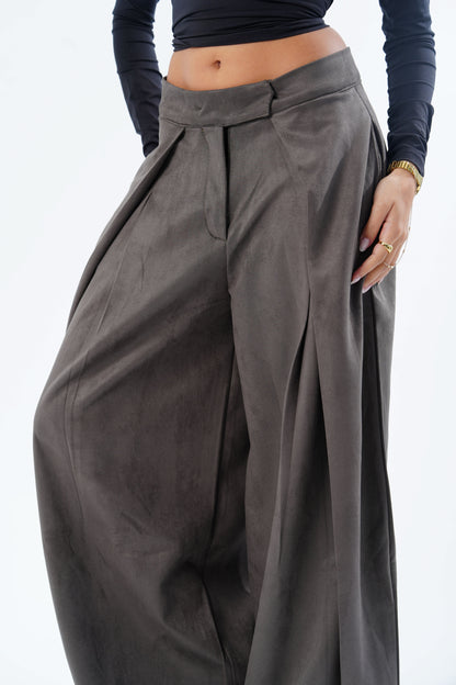 Draped Suede Pants