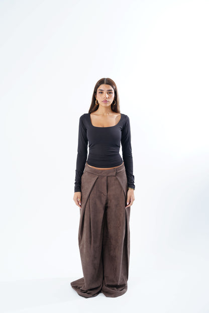 Draped Suede Pants