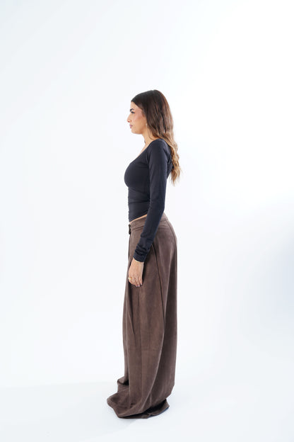 Draped Suede Pants