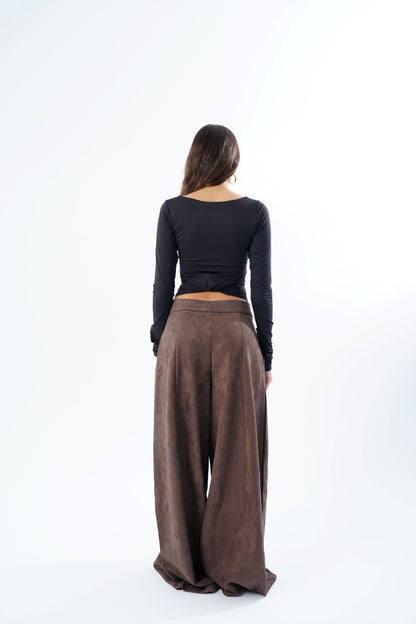 Draped Suede Pants