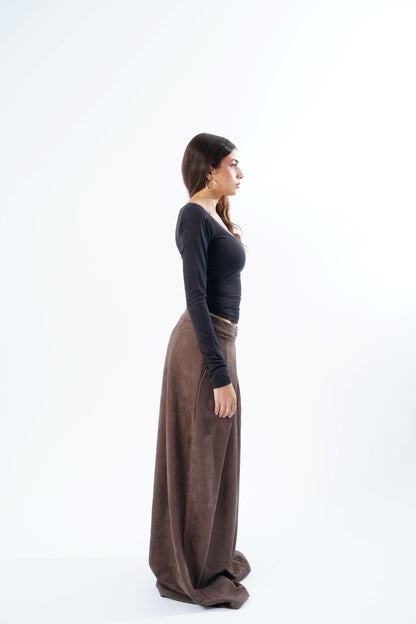 Draped Suede Pants