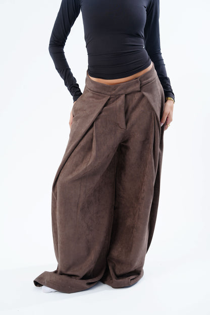 Draped Suede Pants