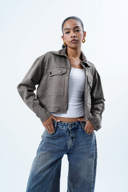 Suede Cropped Jacket