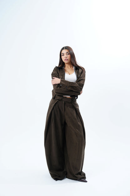 Draped Suede Pants