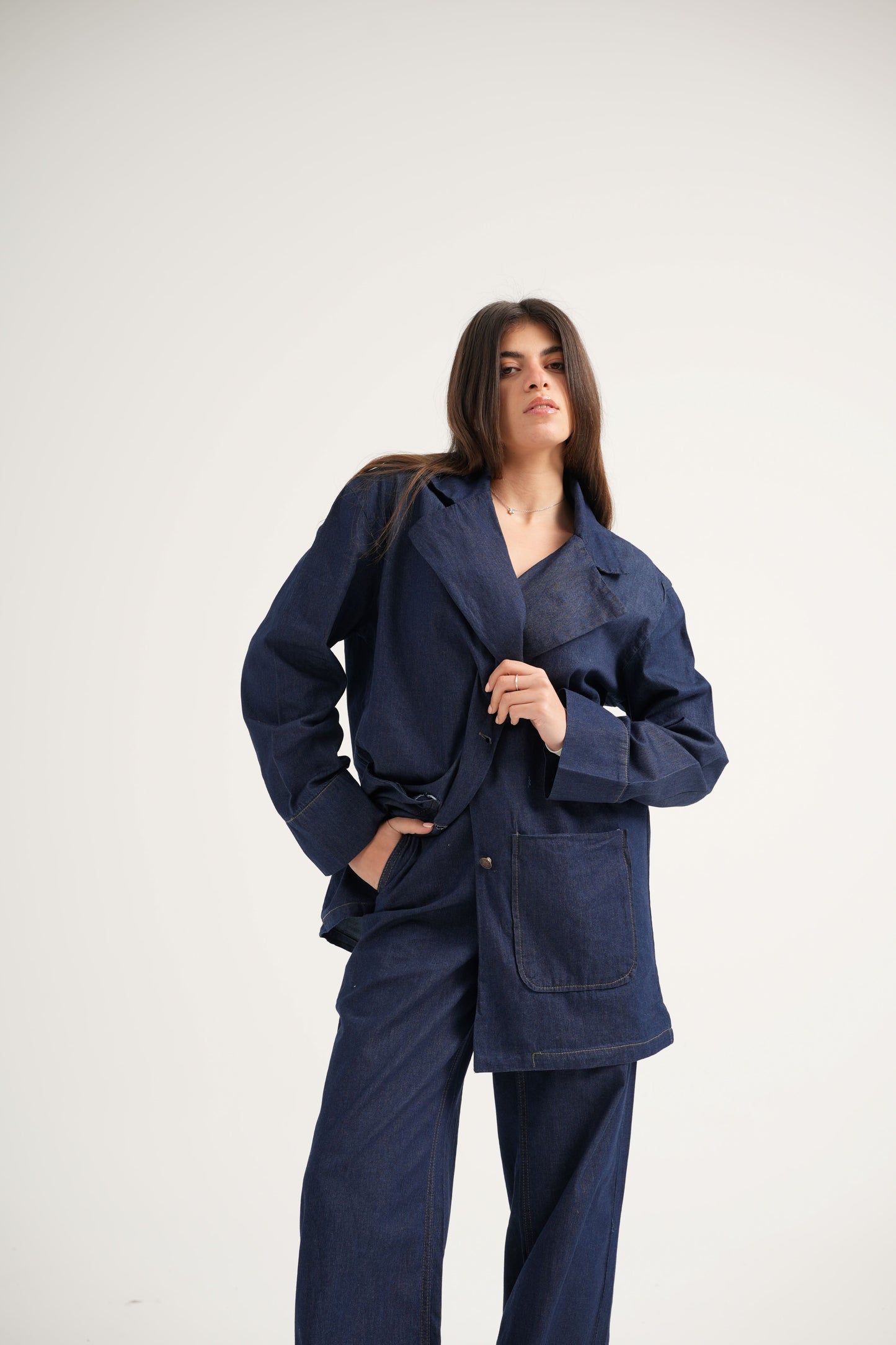 Oversized Light Denim Blazer