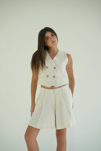 Cropped Linen Vest