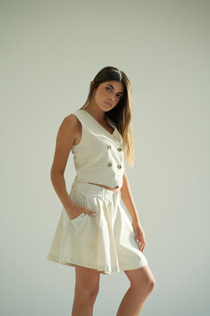 Cropped Linen Vest