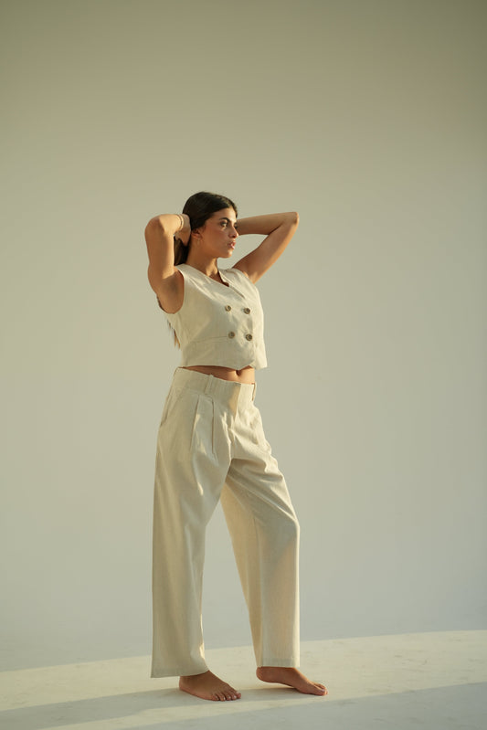 Straight Leg Linen Trousers