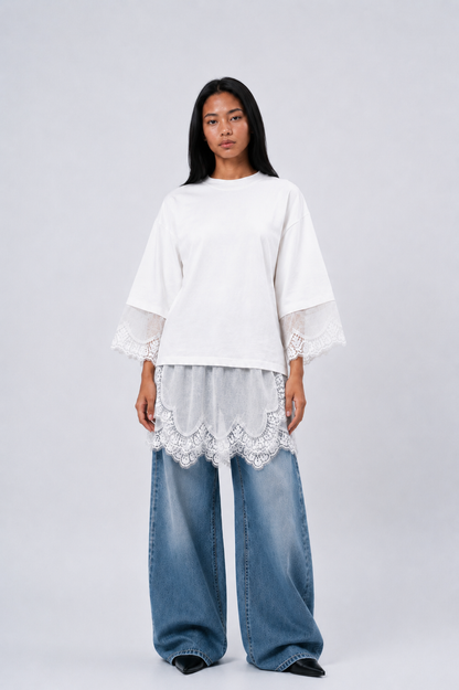 Long Sleeves Lace T-Shirt