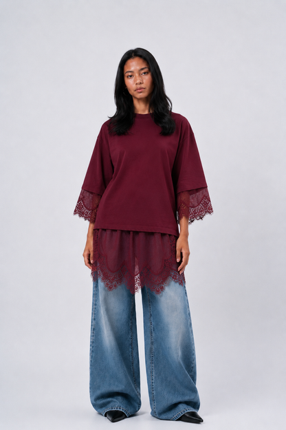 Long Sleeves Lace T-Shirt