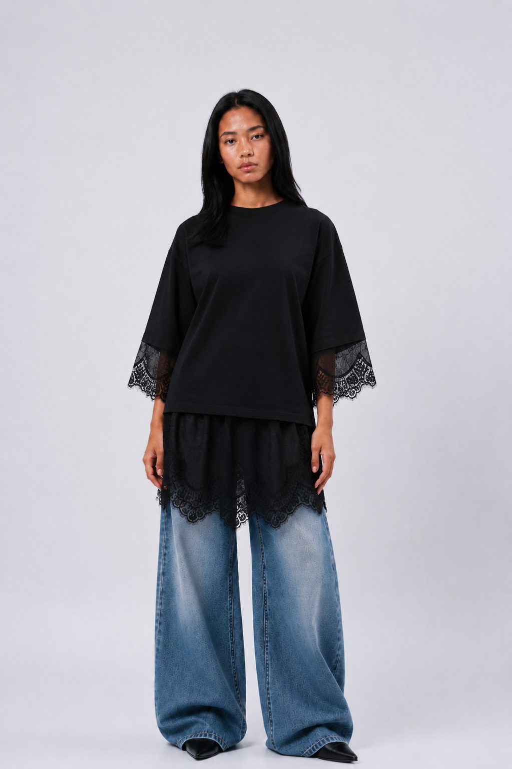 Long Sleeves Lace T-Shirt