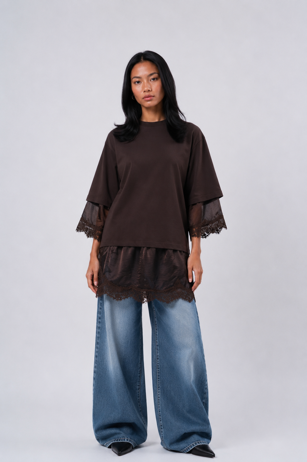 Long Sleeves Lace T-Shirt