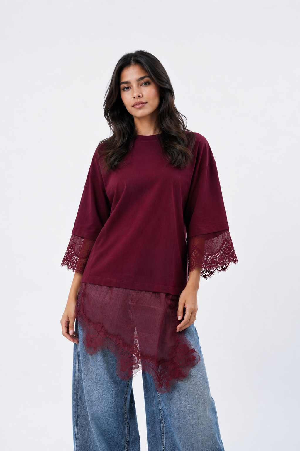Long Sleeves Lace T-Shirt