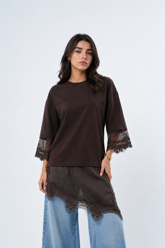 Long Sleeves Lace T-Shirt